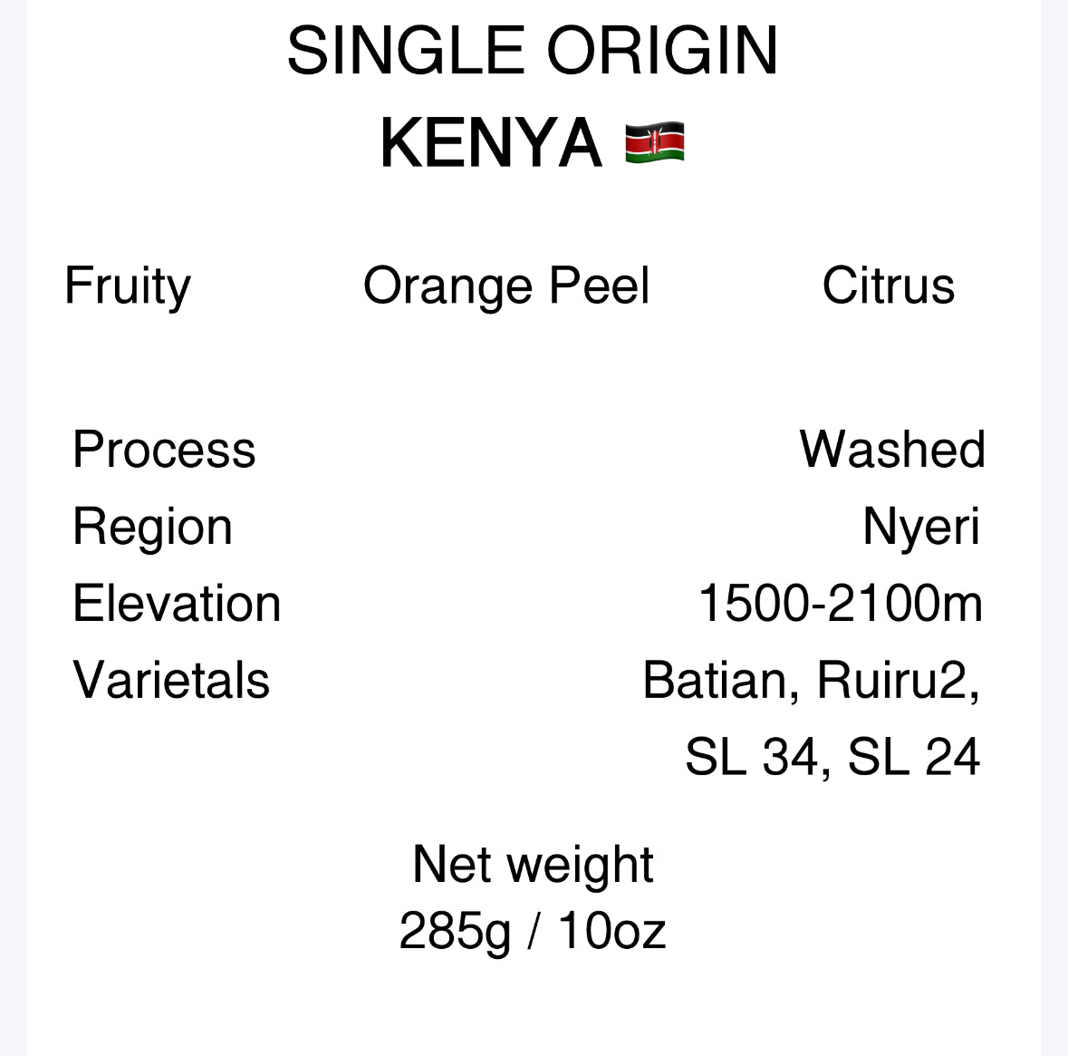 Kenya Nyeri - Washed - Citrusy