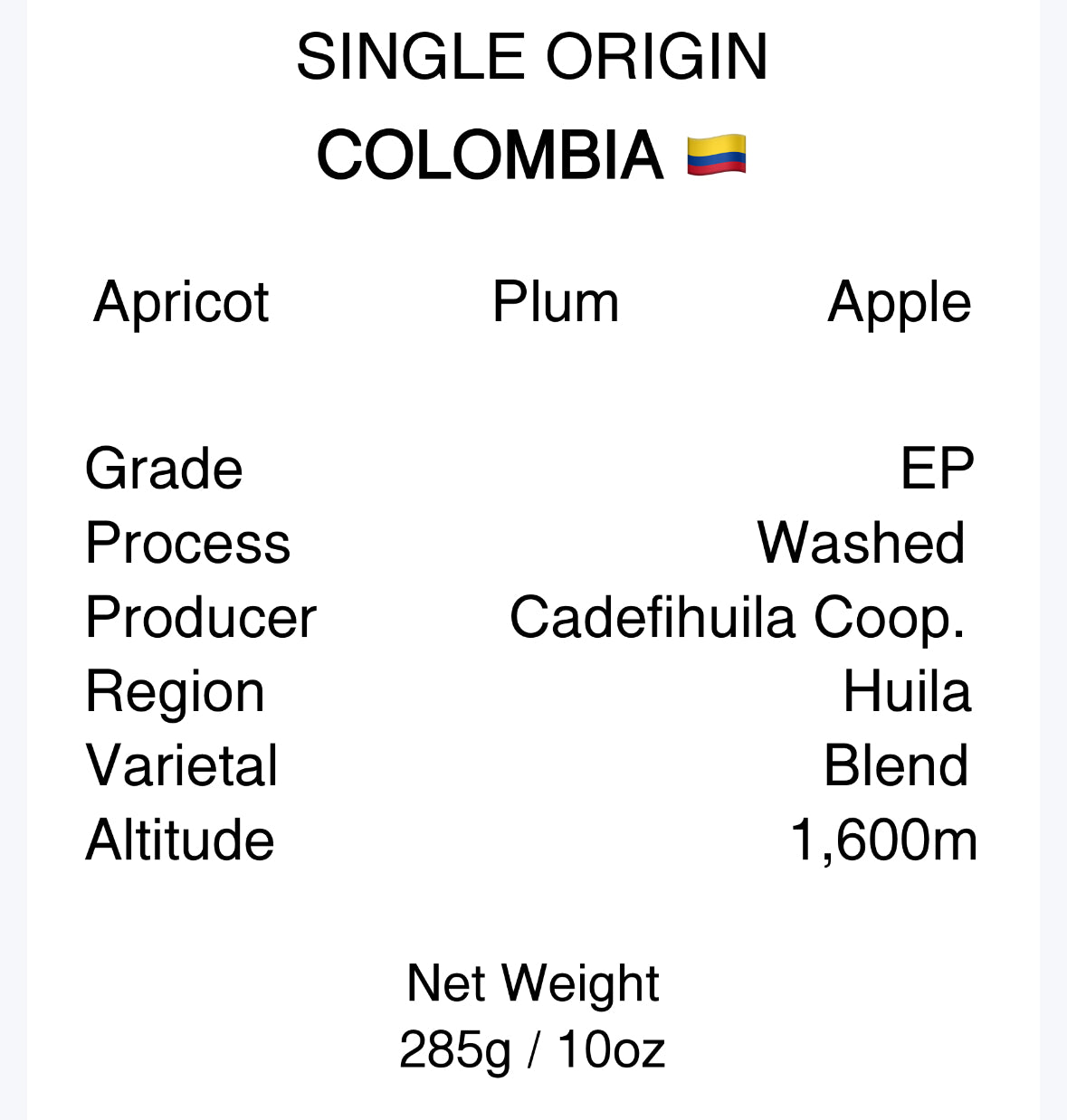 Colombia Huila Palestina - Washed - Fruity