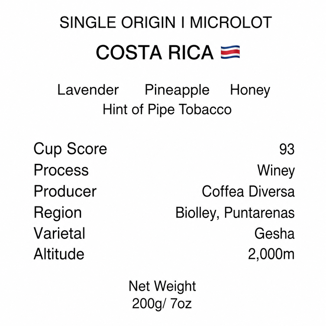 *RESERVE* Costa Rica Geisha - Winey - Floral